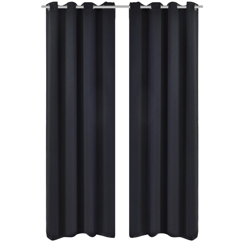 vidaXL Cortinas blackout 2 pcs com ilhós de metal 135x175 cm preto