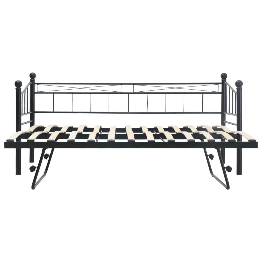 vidaXL Estrutura de cama em aço 180x200/90x200 cm preto