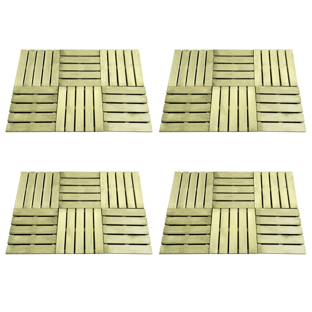 vidaXL Ladrilhos de pavimento 24 pcs 50x50 cm madeira verde