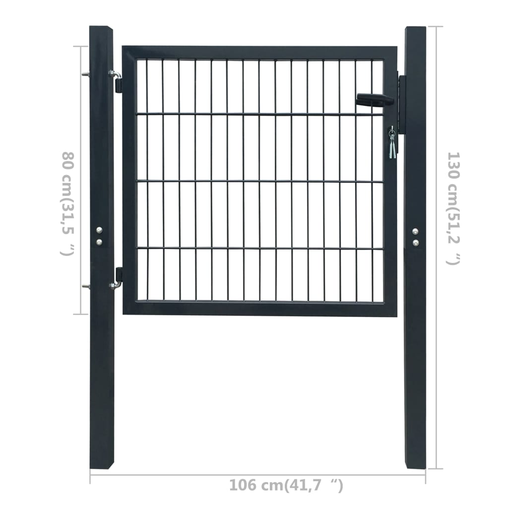 vidaXL Portão de cerca (individual) 2D 106x130 cm antracite