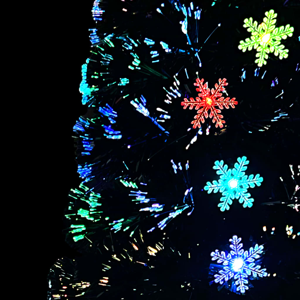 vidaXL Árvore de Natal com flocos de neve LED 150 cm fibra ótica preto