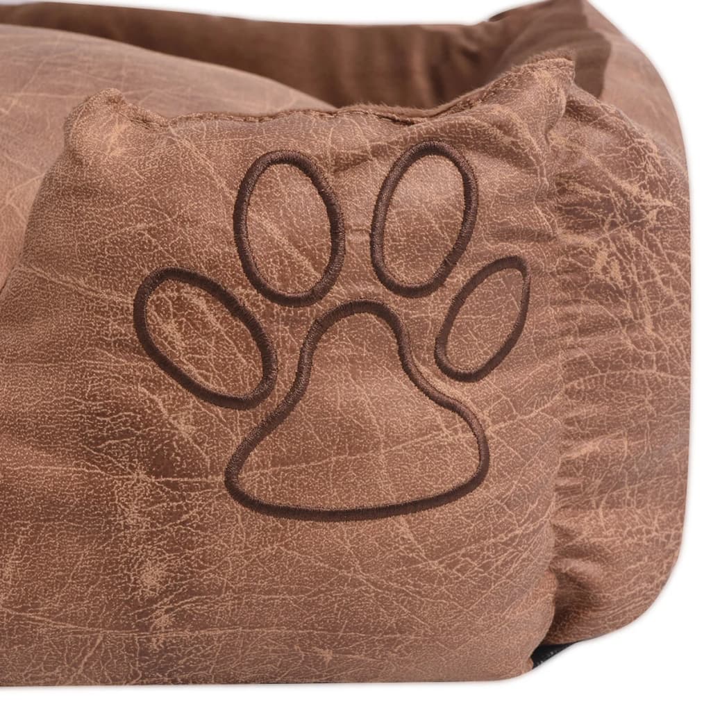 vidaXL Cama para cães com almofada couro artificial PU tamanho M bege