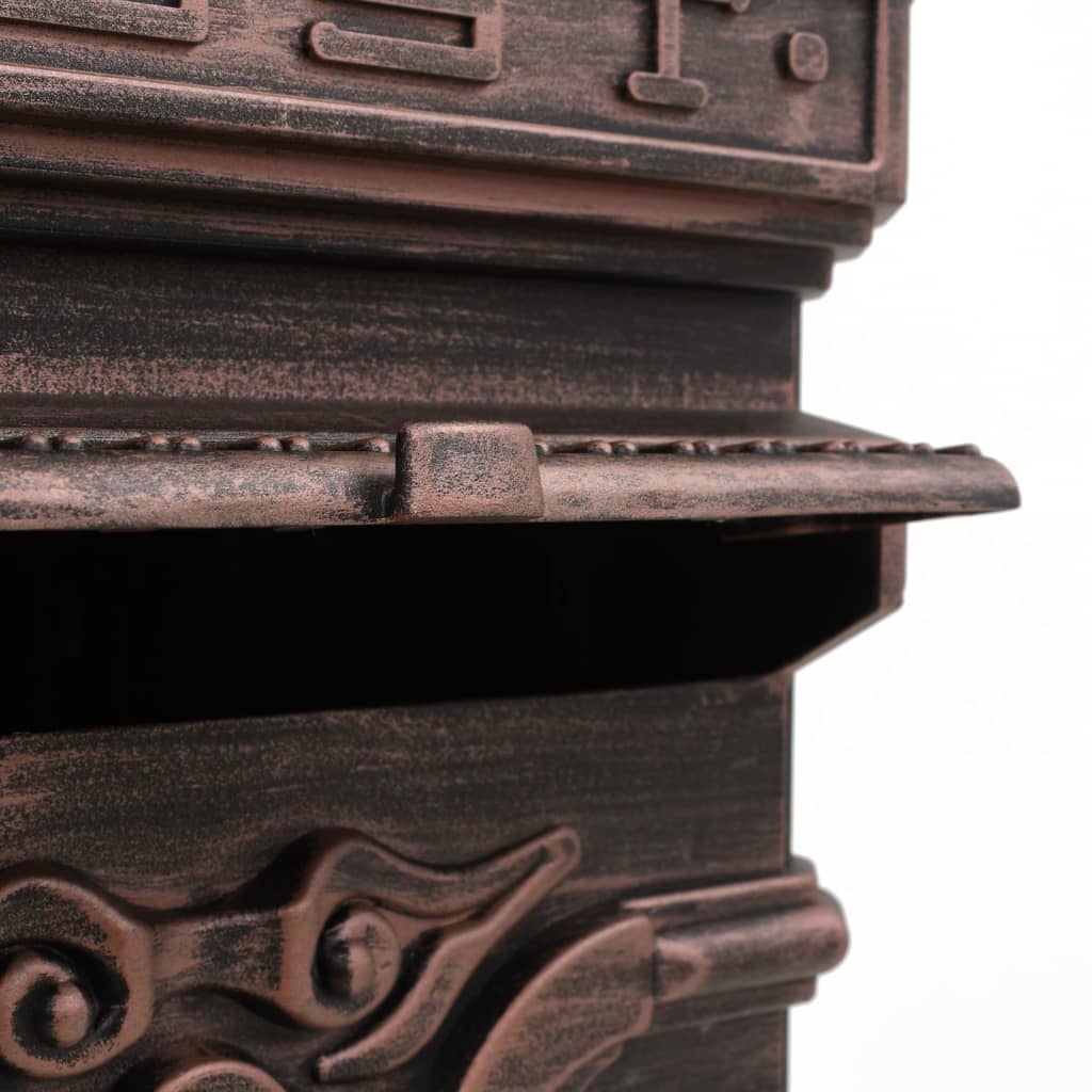 vidaXL Caixa correio coluna estilo vintage alumínio inoxidável bronze