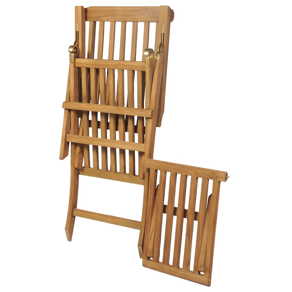 vidaXL Cadeiras de jardim c/ apoios de pés 2 pcs teca maciça