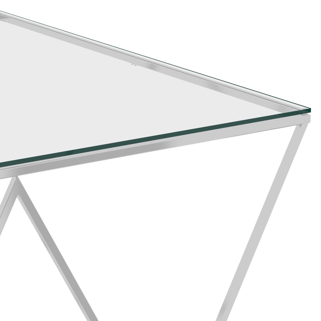 vidaXL Mesa de centro 55x55x55 cm aço inoxidável prateado e vidro