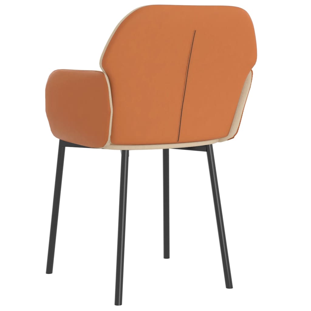 vidaXL Cadeiras de jantar 2 pcs tecido/couro artificial cor creme