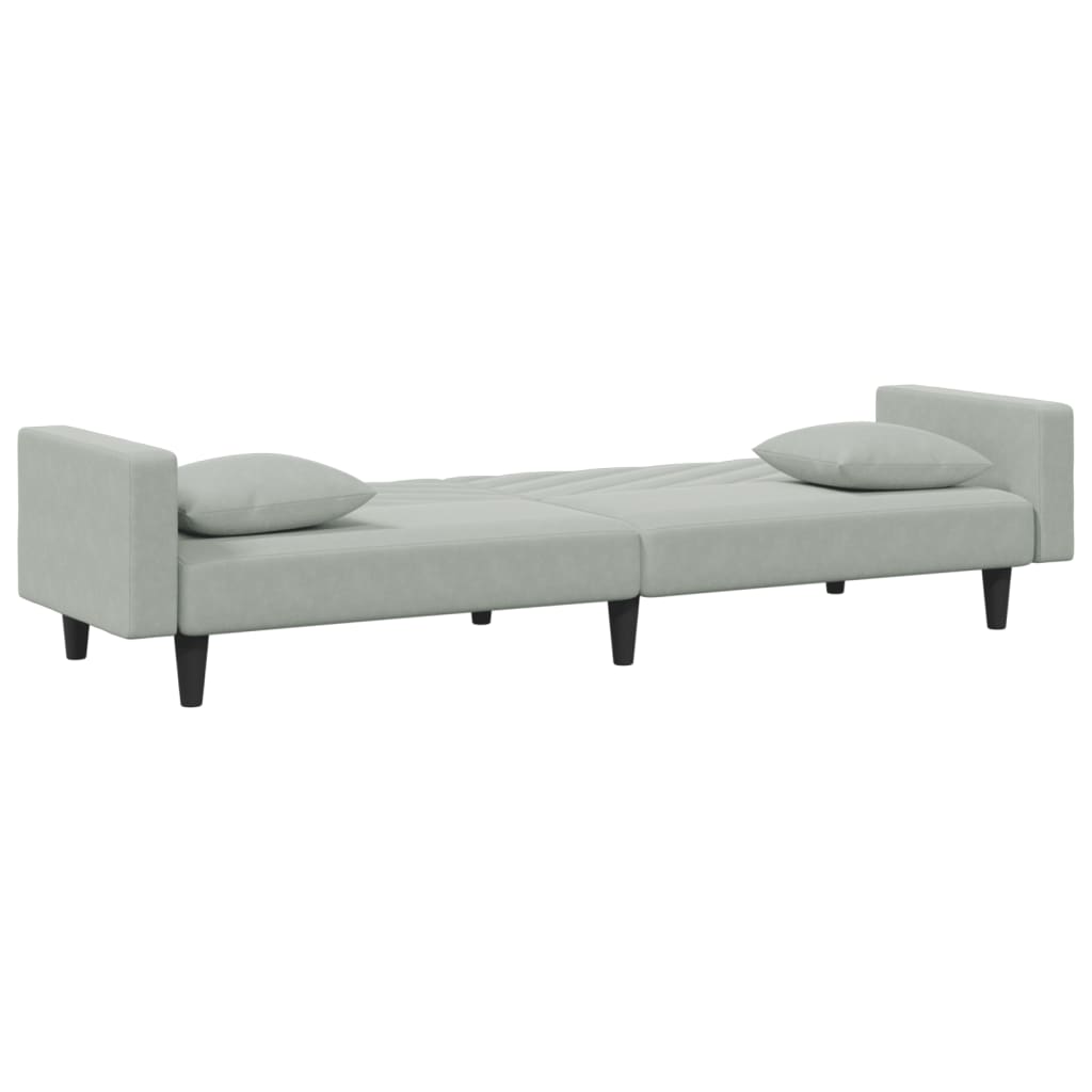 vidaXL 2 pcs conjunto de sofás com almofadas veludo cinzento-claro