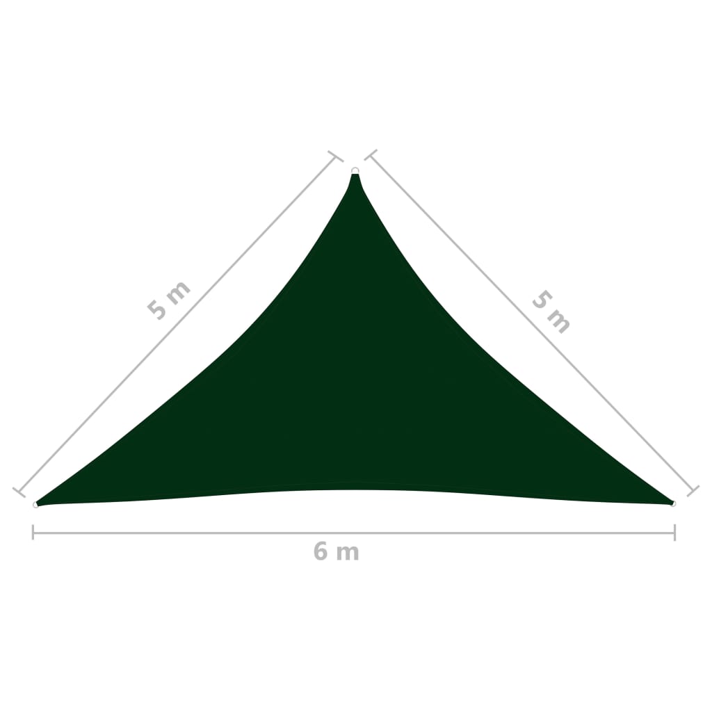 vidaXL Para-sol vela tecido oxford triangular 5x5x6 m verde-escuro