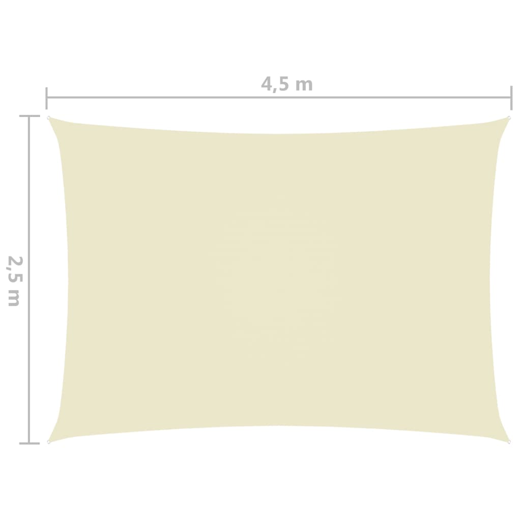 vidaXL Para-sol estilo vela tecido oxford retangular 2,5x4,5 m creme