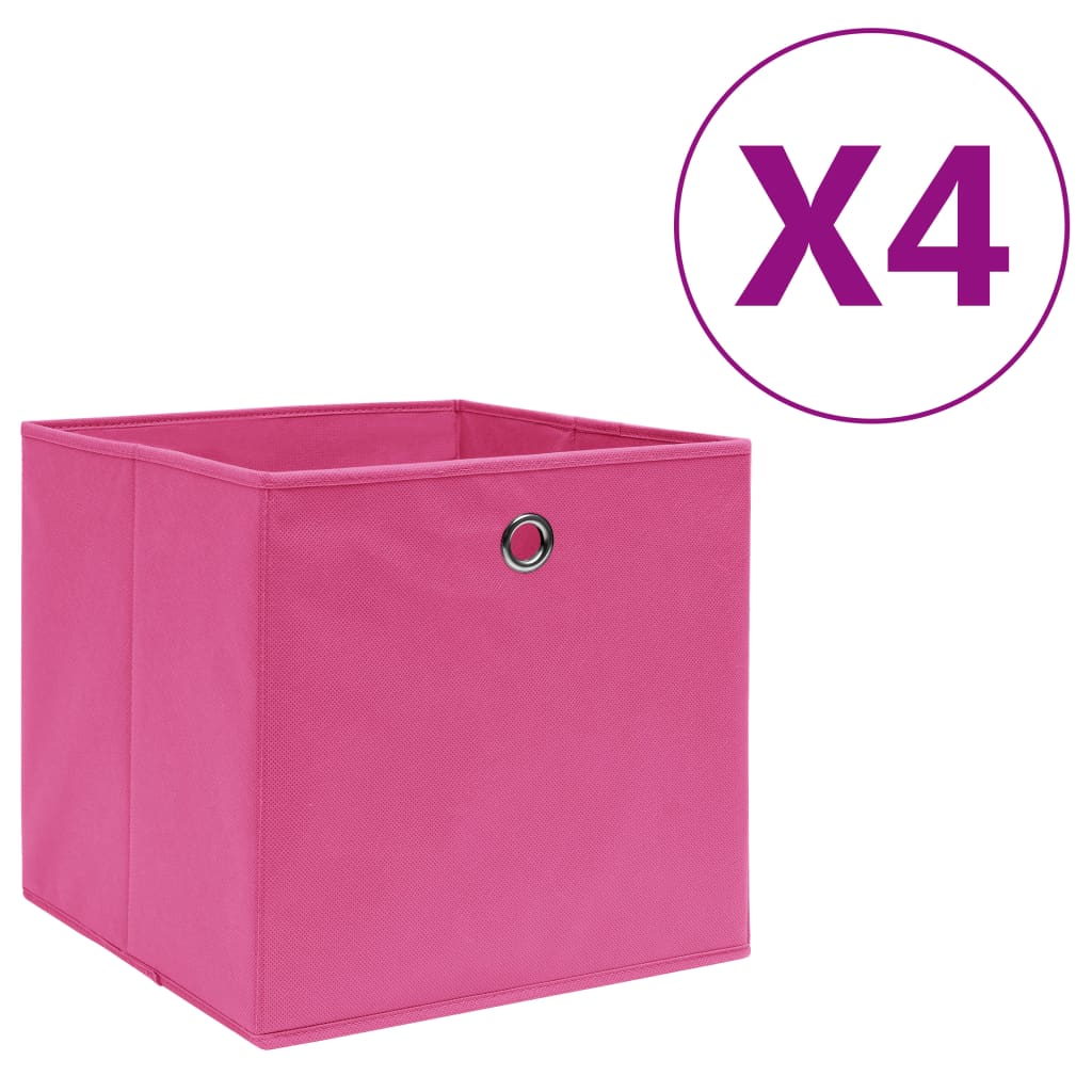 vidaXL Caixas arrumação 4 pcs tecido-não-tecido 28x28x28 cm rosa