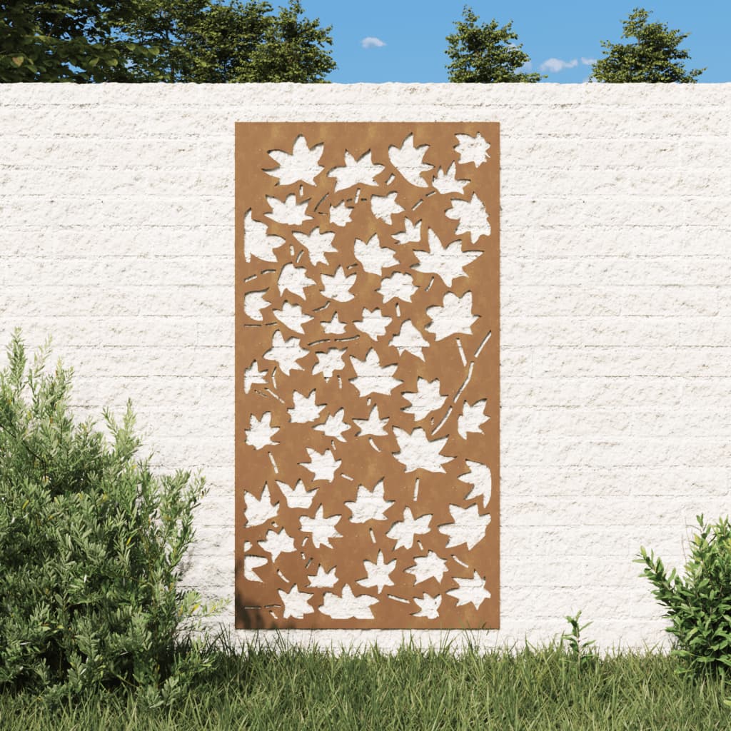 vidaXL Decoração p/ muro jardim 105x55 cm aço corten design folha ácer