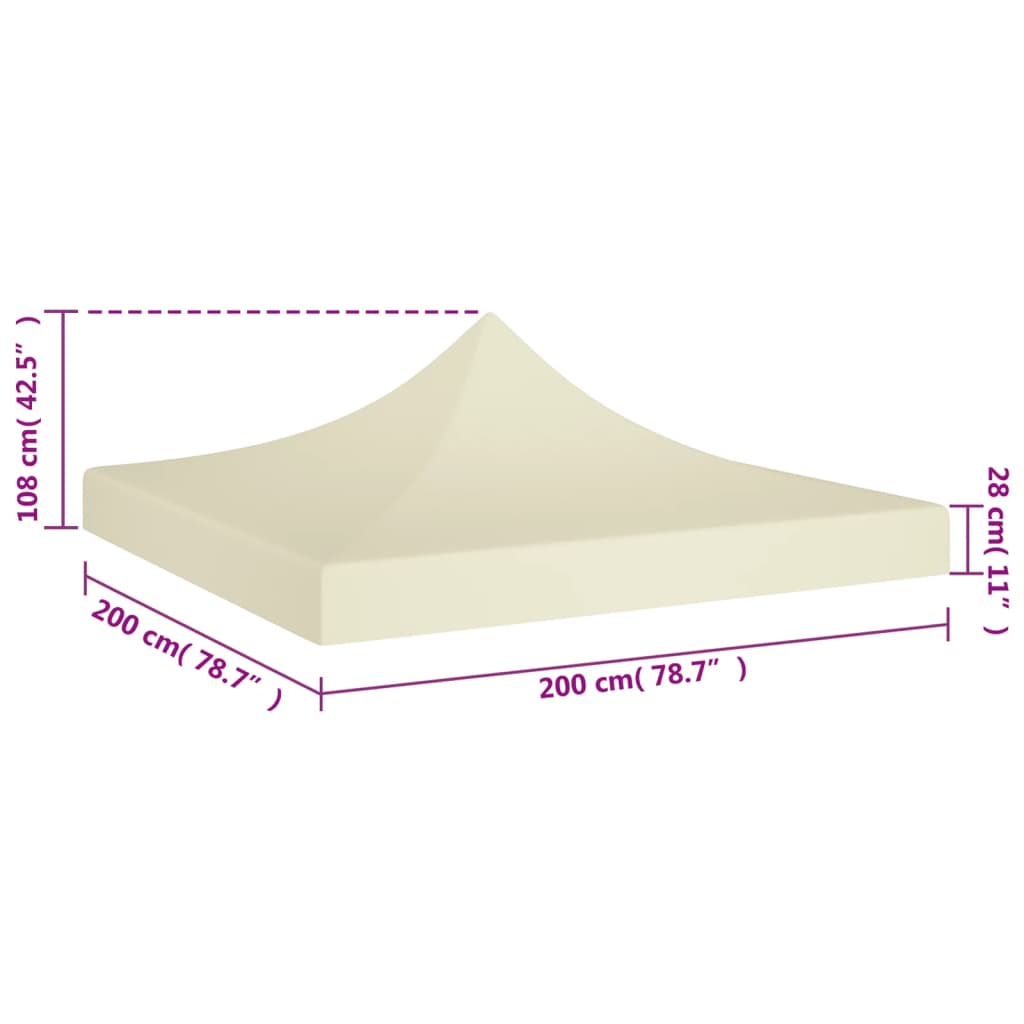 vidaXL Teto para tenda de festas 2x2 m 270 g/m² cor creme