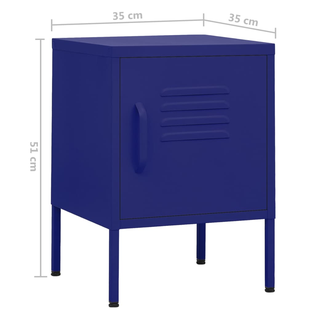 vidaXL Mesa de cabeceira 35x35x51 cm aço azul-marinho