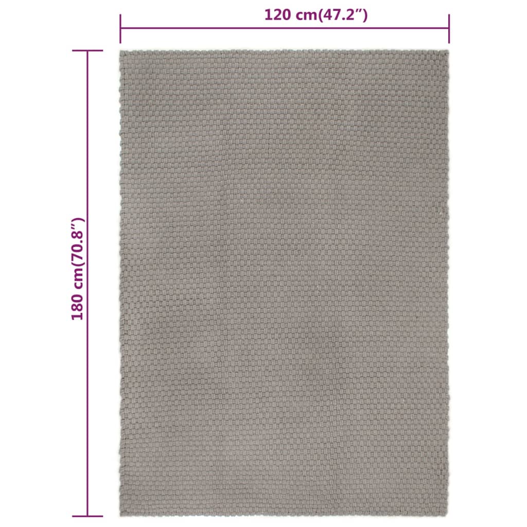 vidaXL Tapete retangular natural 120x180 cm algodão cinza