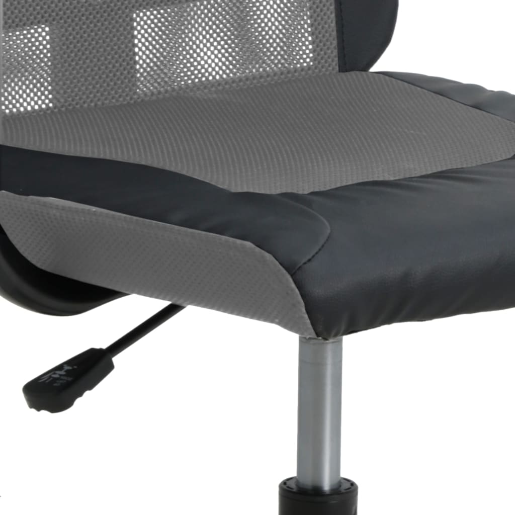vidaXL Cadeira escritório tecido malha/couro art regulável cinza/preto