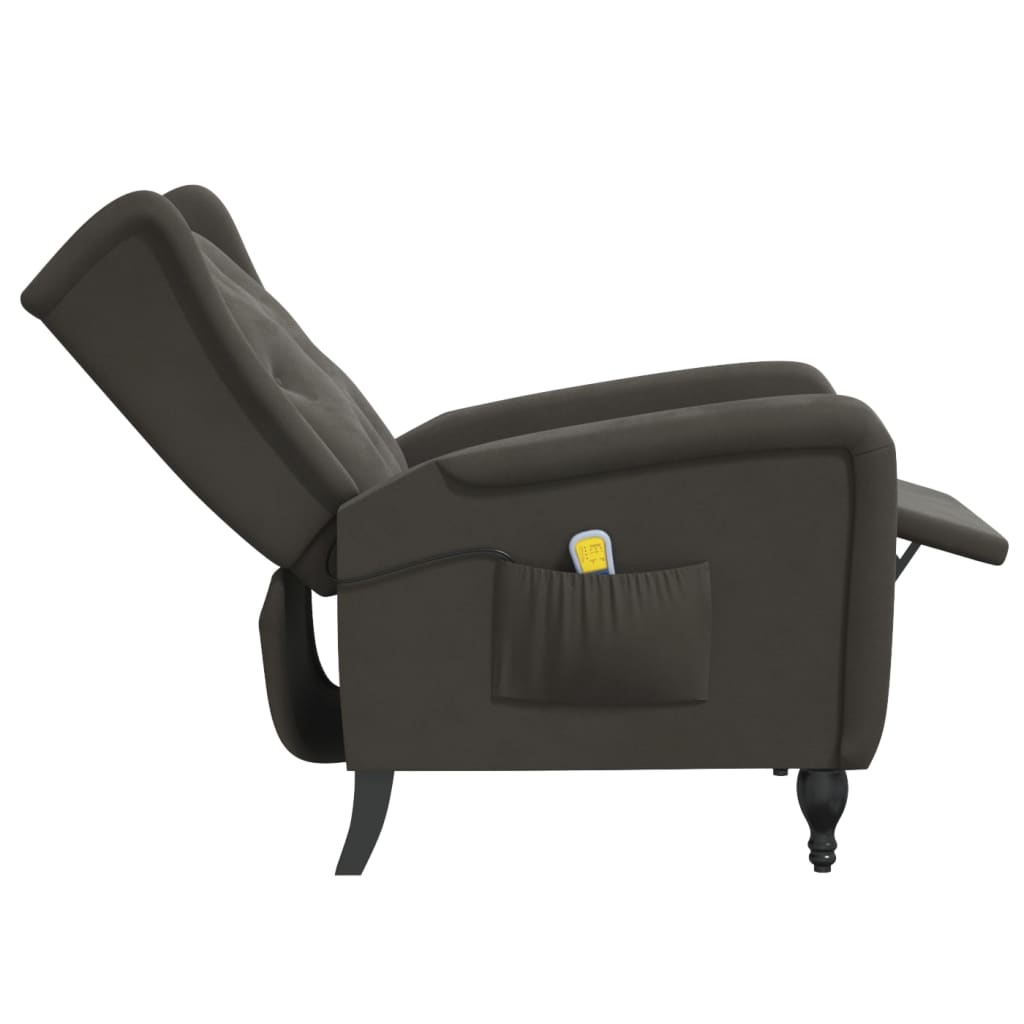vidaXL Poltrona de massagens reclinável veludo cinzento-escuro