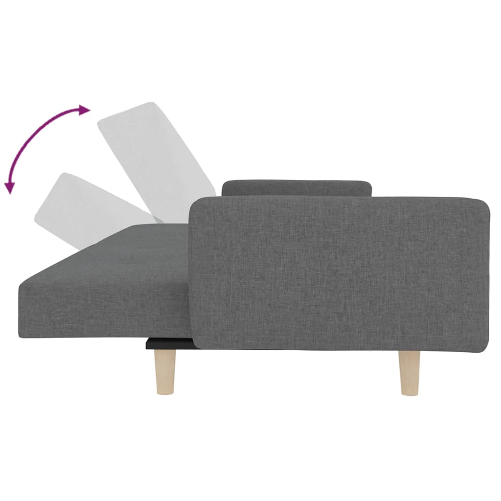 vidaXL Sofá-cama 2 lugares com duas almofadas tecido cinzento-claro