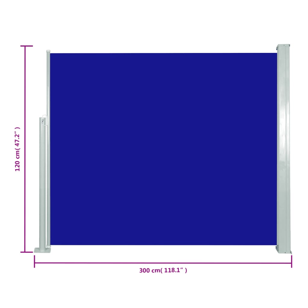 vidaXL Toldo lateral retrátil 120x300 cm azul