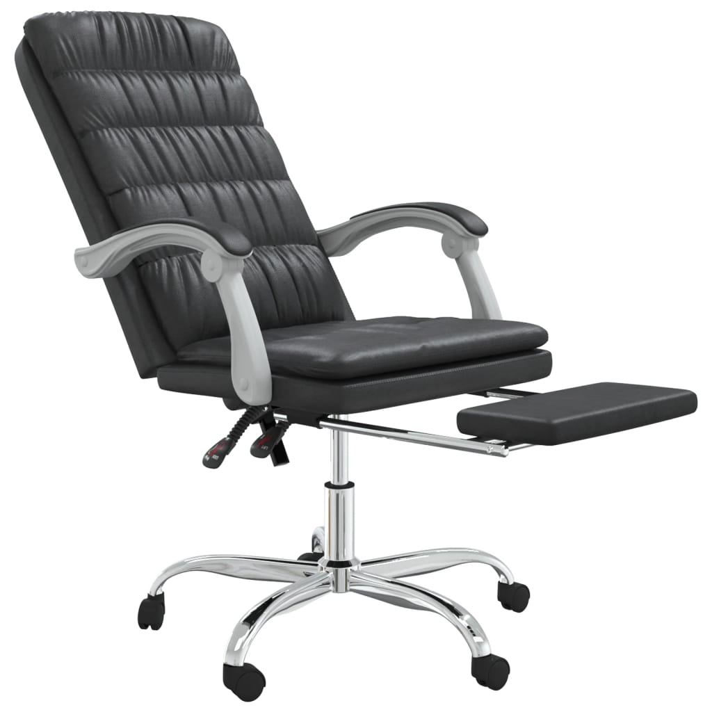 vidaXL Cadeira de escritório reclinável couro artificial preto