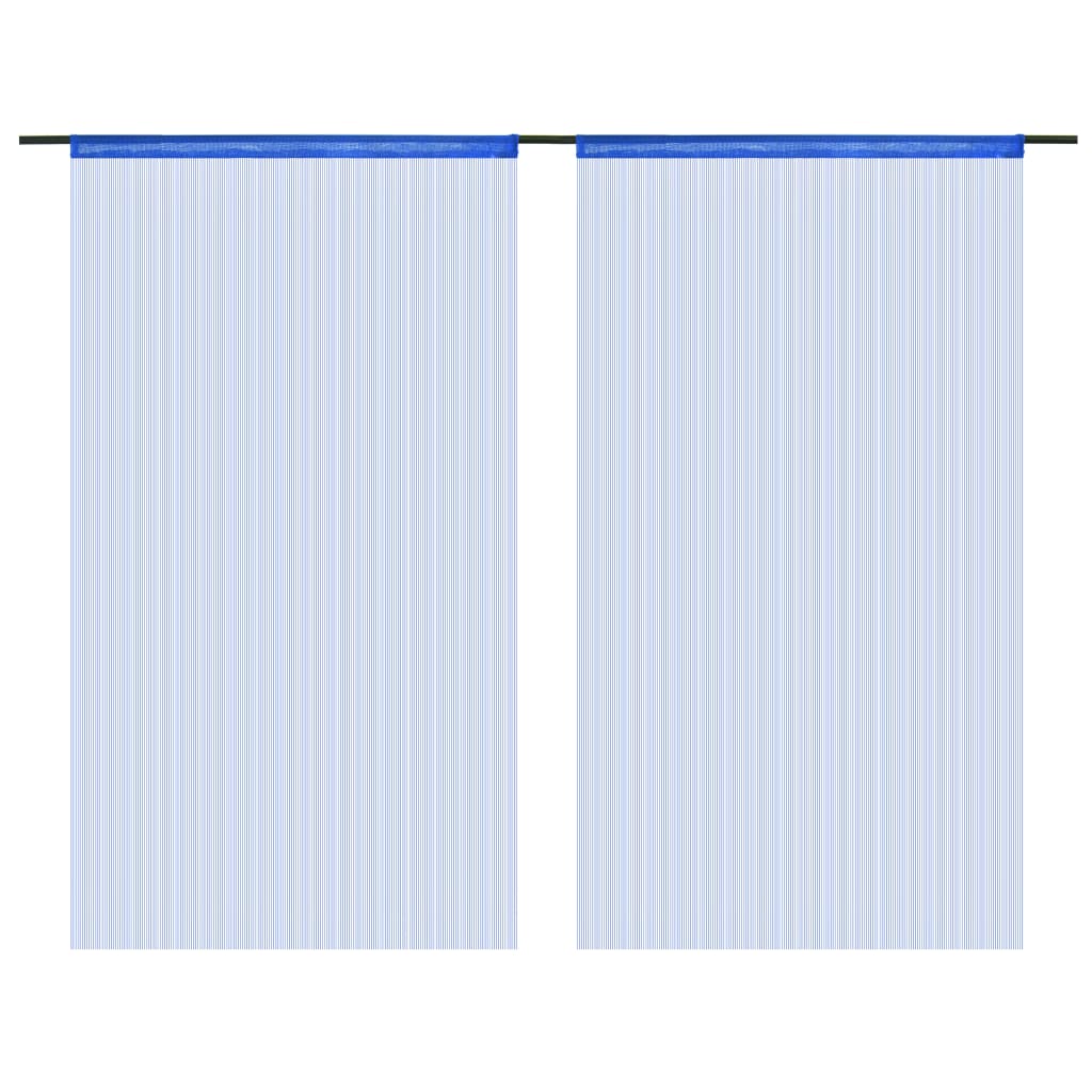 vidaXL Cortinas de fios 2 pcs 100x250 cm azul