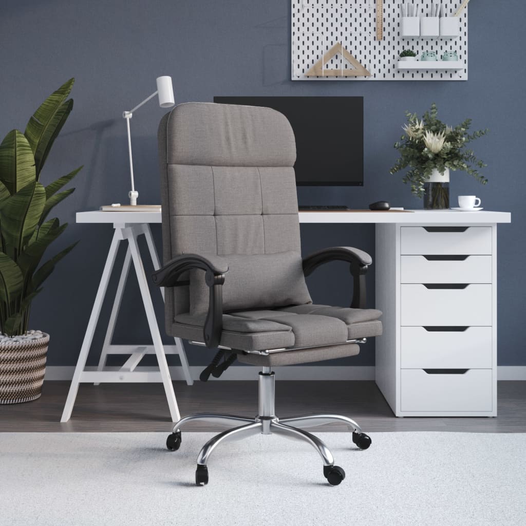vidaXL Cadeira de escritório reclinável de massagens cinza-acastanhado