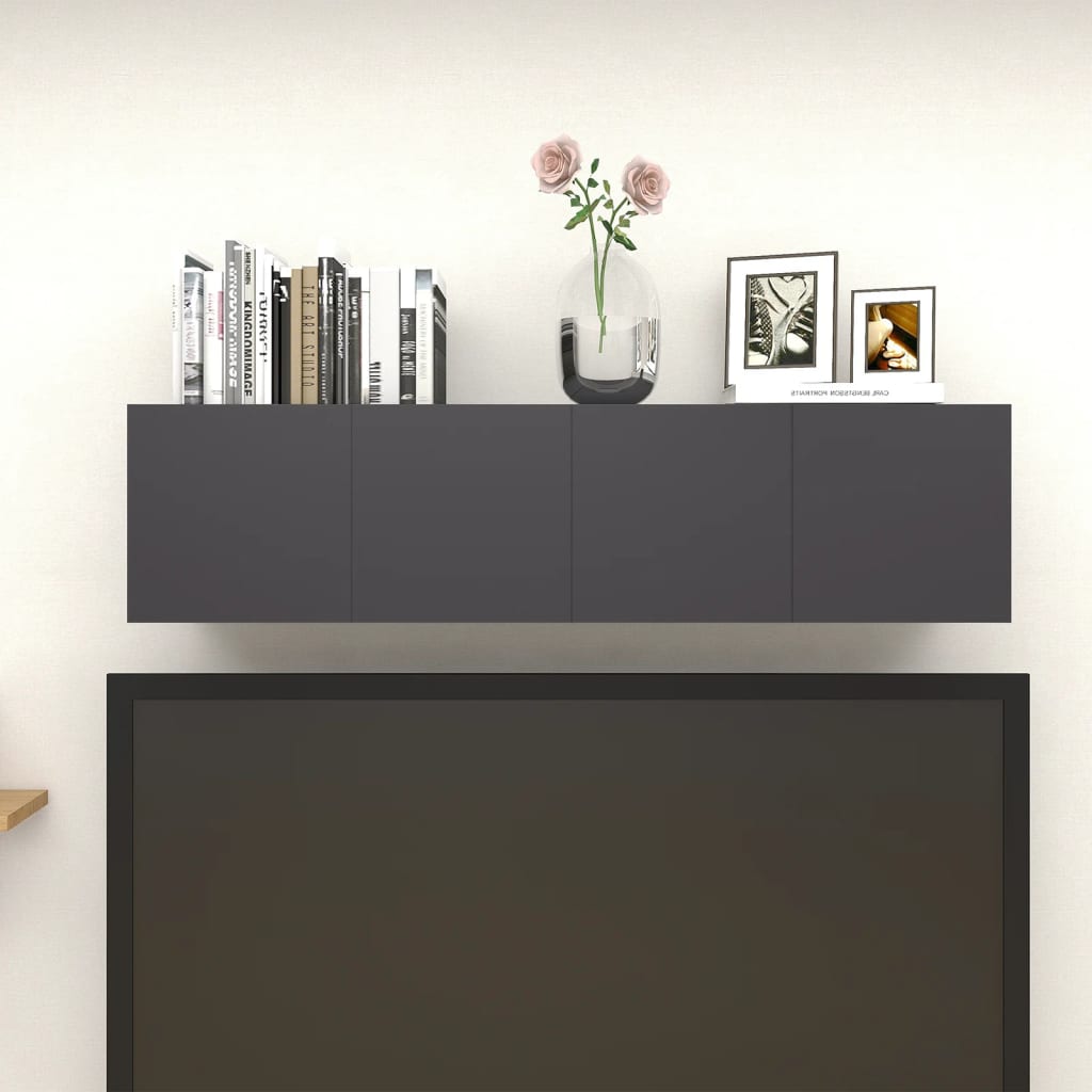 vidaXL Móvel de TV de parede 4 pcs 30,5x30x30 cm cinzento