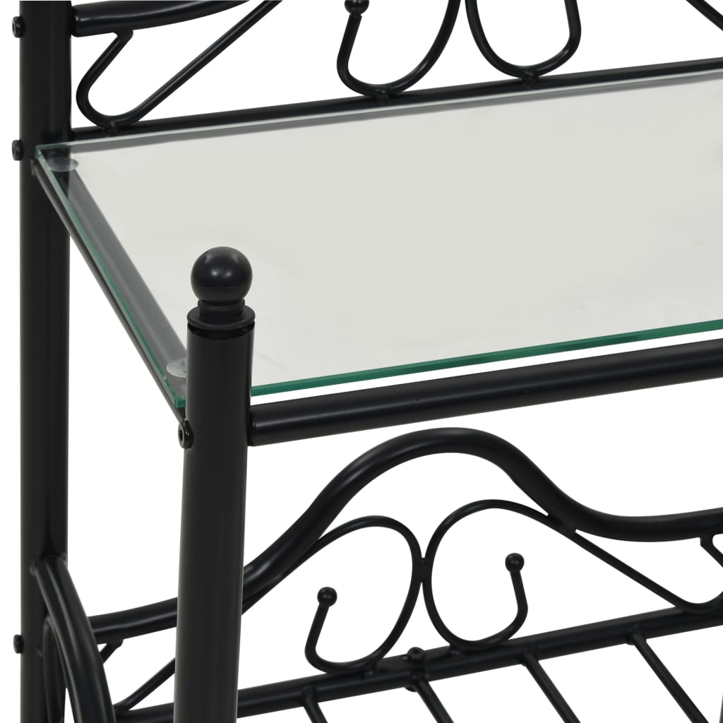 vidaXL Mesa de cabeceira aço e vidro temperado 45x30,5x60 cm preto