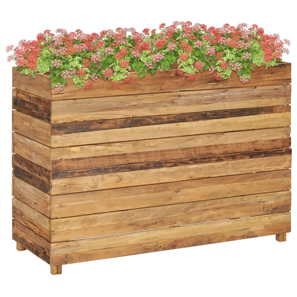 vidaXL Vaso/floreira 100x40x72 cm madeira de teca reciclada e aço