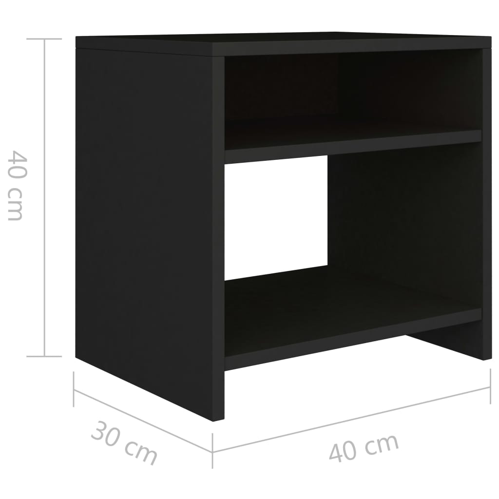 vidaXL Mesas-de-cabeceira 2 pcs 40x30x40 cm aglomerado preto