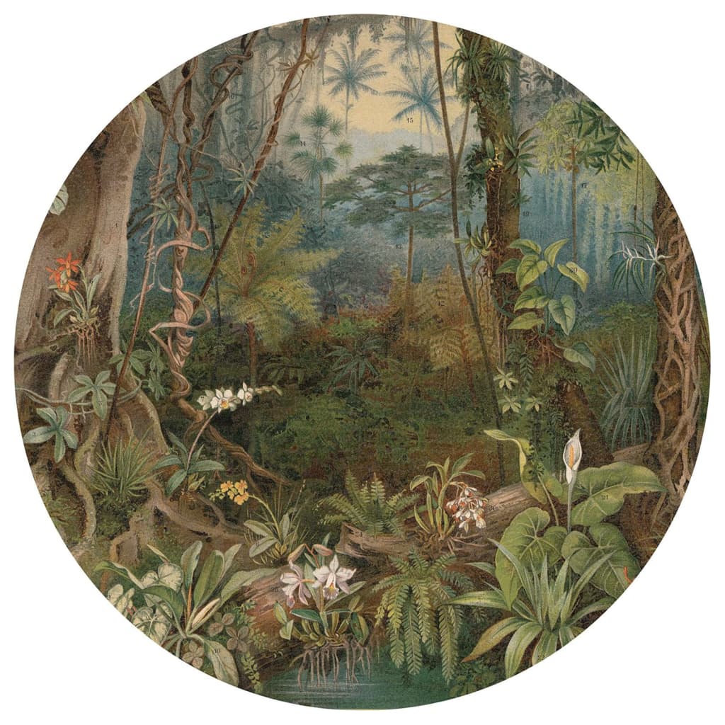 WallArt Papel de parede circular "In the Jungle" 142,5 cm