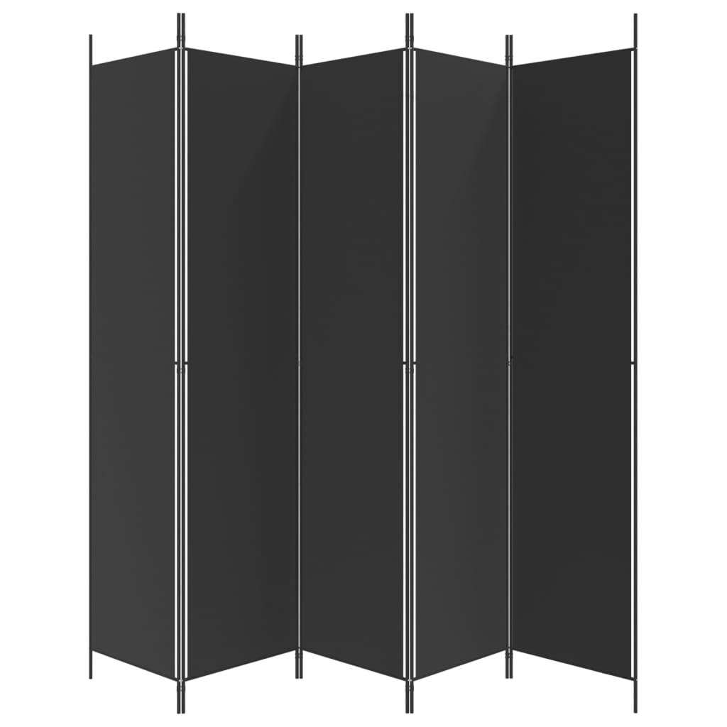 vidaXL Divisória com 5 painéis 250x220 cm tecido preto