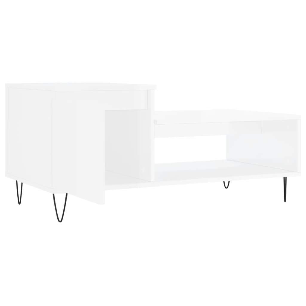 vidaXL Mesa de centro 100x50x45 cm derivados madeira branco brilhante