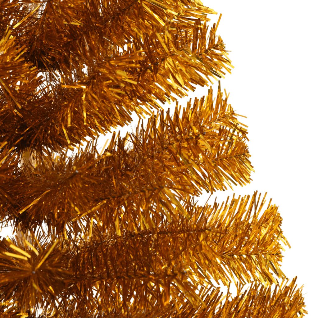 vidaXL Meia árvore de Natal artificial com suporte 180 cm PET dourado