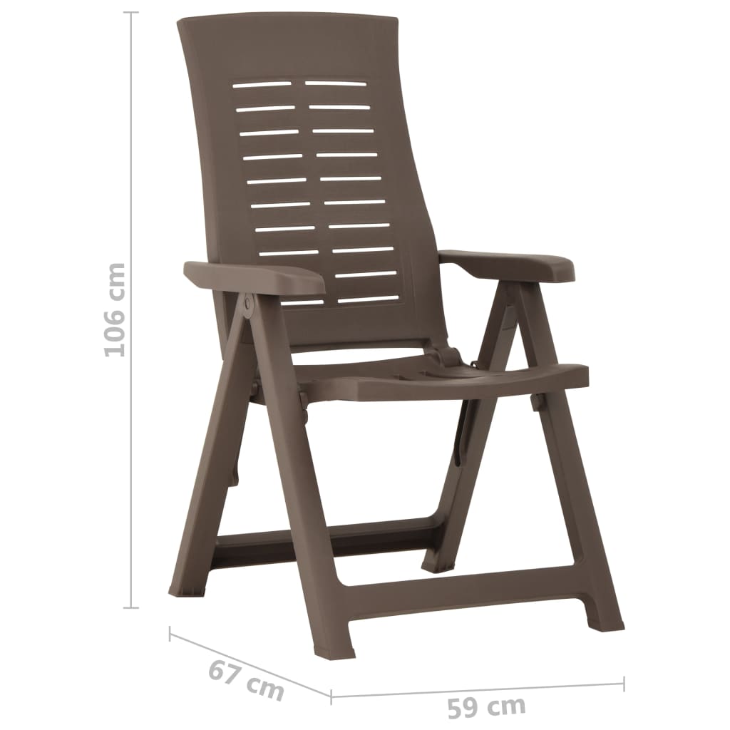 vidaXL Cadeiras de jardim reclináveis 2 pcs plástico mocca