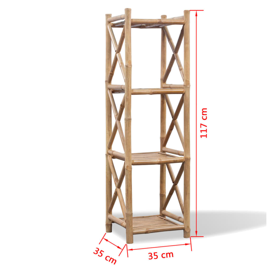 Estante de bambu quadrado com 4 níveis