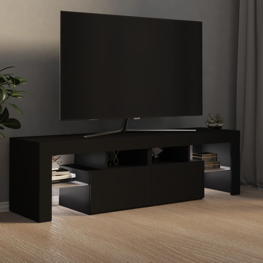 vidaXL Móvel de TV com luzes LED 140x36,5x40 cm preto