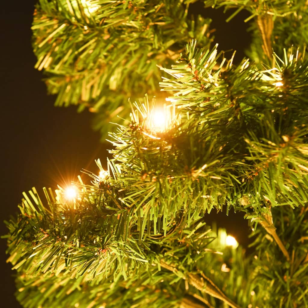 vidaXL Árvore de Natal rotativa pré-iluminada + suporte PVC verde
